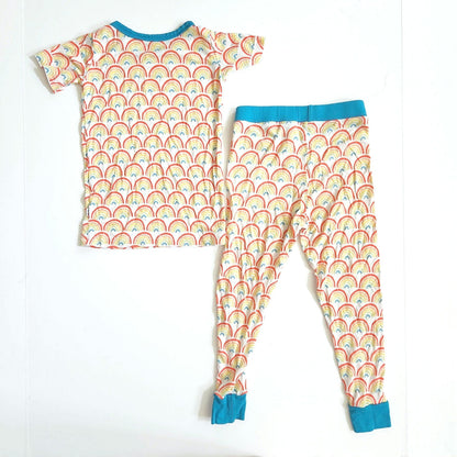 Little Sleepies Primary Rainbows Short Sleeve & Pants Pajama Set Size 18-24 Mos