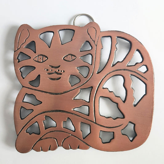 Old Dutch International Vintage 1995 Cast Iron Copper Coated Footed Cat Trivet