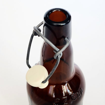 Vintage Dr JM McGillicudy's Sasparilla Brown Amber Embossed Glass Bottle EZ Cap
