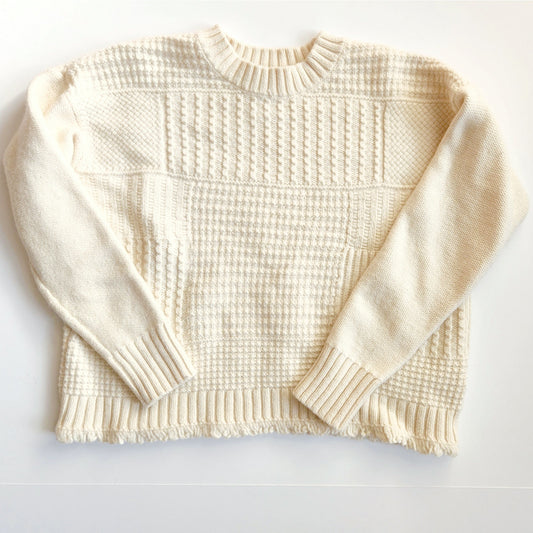 Madewell Stitchmix Pullover Sweater Ivory Merino Wool Size Small EUC