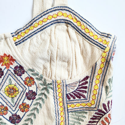 Free People Women's Datura Corset Sleeveless Crop Top Boho Metallic Embroidery Size S