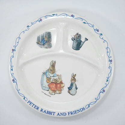Vintage 1980s Beatrix Potter Peter Rabbit & Friends Divided Kids Toddler Plate