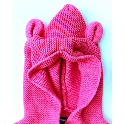 Baby Gap Baby Bear Cardigan Sz 3-6 mos | 58-69 cm Pink Cotton Knit Hooded Ears