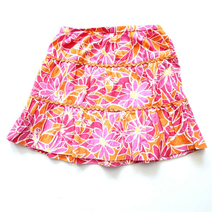 Lilly Pulitzer Vintage Y2K 2000s Girls Pink Orange Daisy Skirt w/ Rick Rack Sz 5