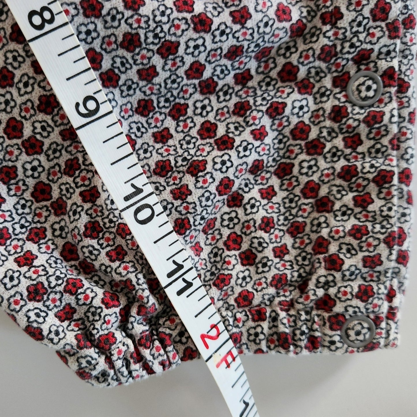 Class Club Vintage 90s Red Gray Floral Long Sleeve Bubble Suit Romper Sz 24 mos