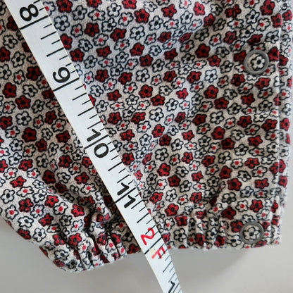 Class Club Vintage 90s Red Gray Floral Long Sleeve Bubble Suit Romper Sz 24 mos