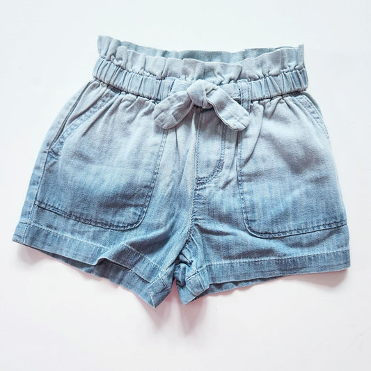 Gap Denim Toddler Girls Chambray Ombre Paper Bag Tie Shorts Sz 18 to 24 months