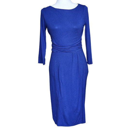 Boden Women's Blue Knee Length 3/4 Sleeve Jersey Stretch Dress Size 6