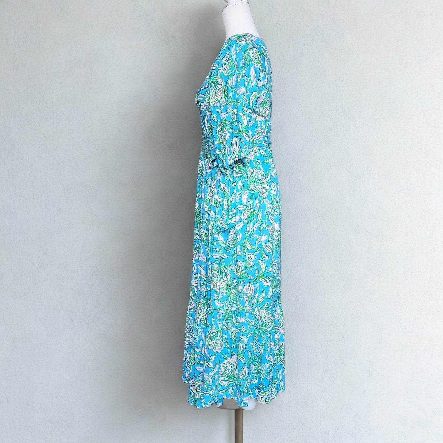 Lilly Pulitzer Women's Brantley Midi Wrap Dress Cumulus Blue Chick Magnet Size Large