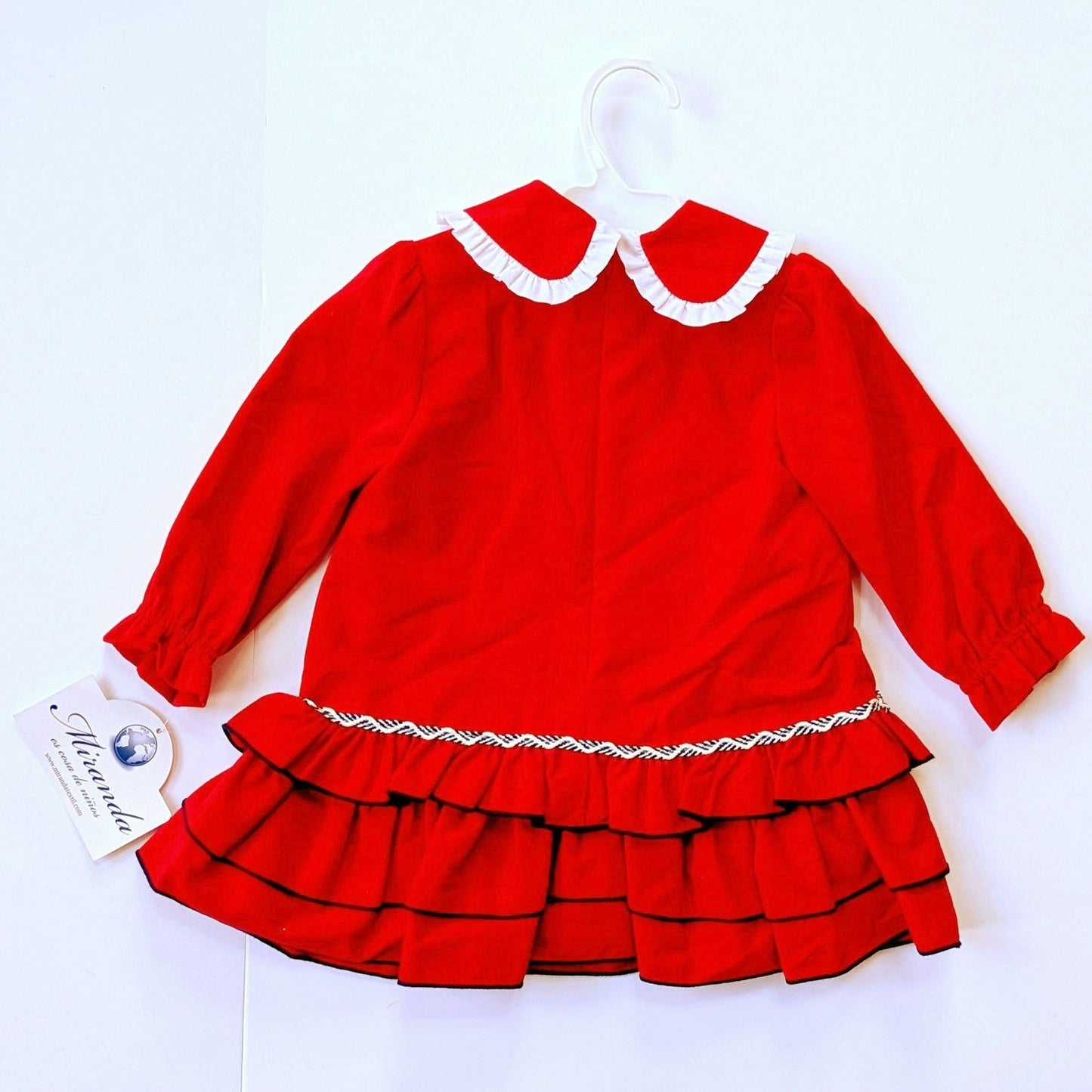 Miranda Baby Girls Red Ruffle Long Sleeve Dress Sz 24 mos		NWT