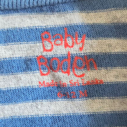 Baby Boden Infant Blue Striped Sheep in Scarf Long Sleeve Tee Size 6-12 Months