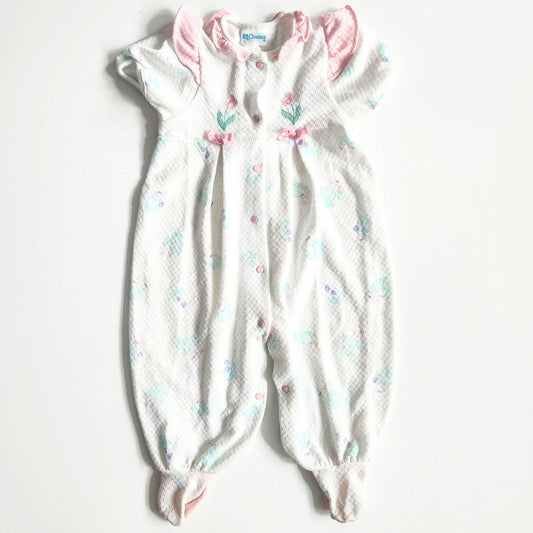 Carter's Vintage 80s Baby Girls Short Sleeve Footed Floral One Piece Size 12 mos