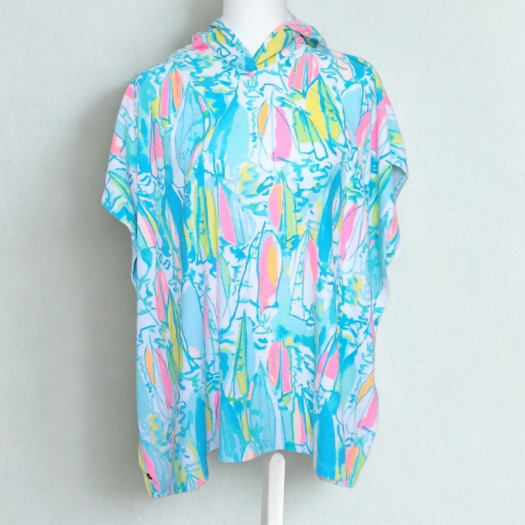 Lilly Pulitzer Girls Terry Lyra Hooded Swim Cover Up Beach Bae Size XL 12-14