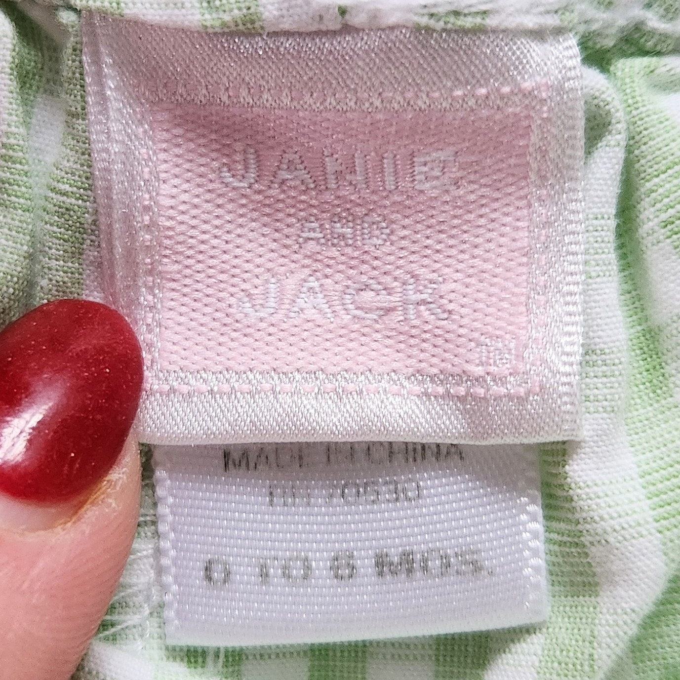 Janie and Jack Vintage Y2K 2000s Green Gingham Pedal Pushers Size 0 to 6 months