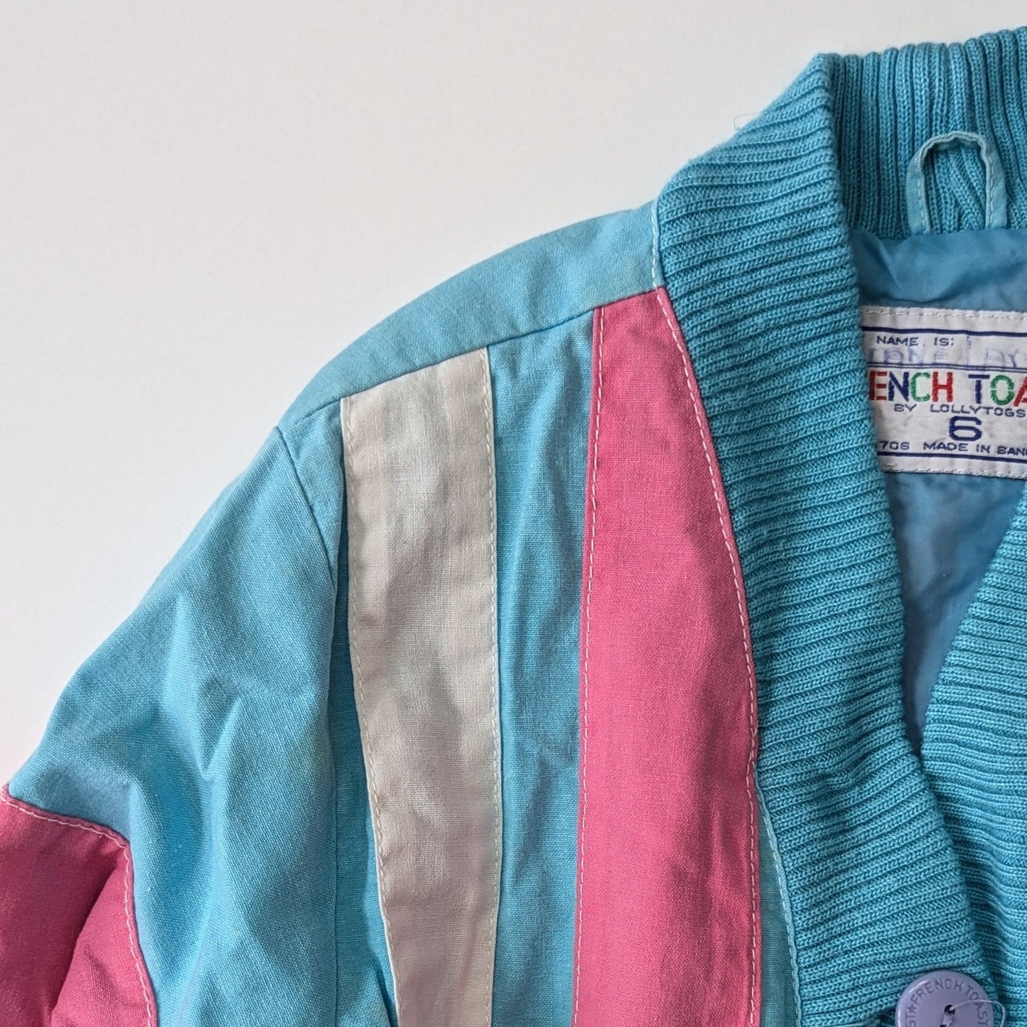 French Toast	by Lollytogs Vintage 1980s Turquoise Pink Easter Egg Jacket Size 6