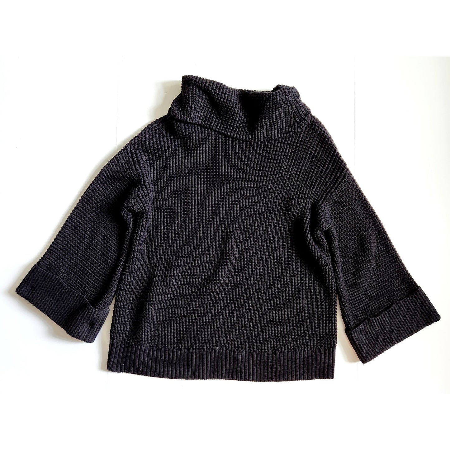 Show Me Your Mumu Hicks Sweater Black Knit Bell Sleeves Turtleneck | Women's Size M