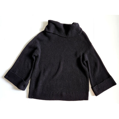 Show Me Your Mumu Hicks Sweater Black Knit Bell Sleeves Turtleneck | Women's Size M