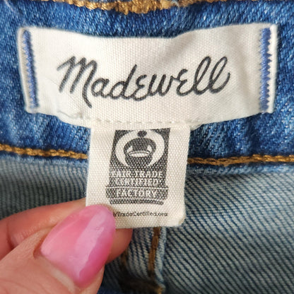 Madewell Women's High-Rise Denim Cutoff Shorts Dark Blue Onaway Wash Size 28