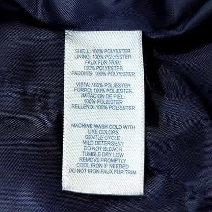 OshKosh B'Gosh Girls Double Breasted Faux Wool Coat Navy Shearling Sz 6X