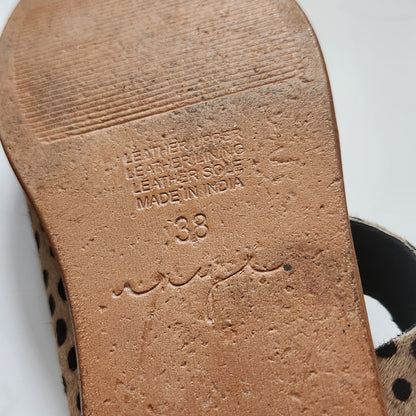 Urge for Anthropologie Women's Jojo Cheetah Pony Fur Flat Sandals Size 38 EU | 7.5 US Genuine Calf Hair