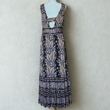 Anthropologie Maeve Women's Giulietta Boho Maxi Dress – Black Floral Size LP