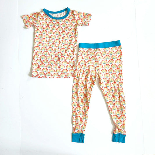 Little Sleepies Primary Rainbows Short Sleeve & Pants Pajama Set Size 18-24 Mos