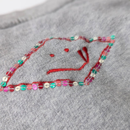 Oilily Believe Sweater Gray Crewneck Sequins Embroidery Size 7 | 122 cm