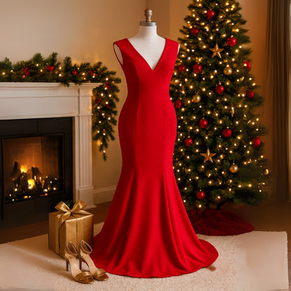 Jay Godfrey Women's Red Cutout Back Sleeveless Mermaid Gown Women’s Size 2 Formal Dress