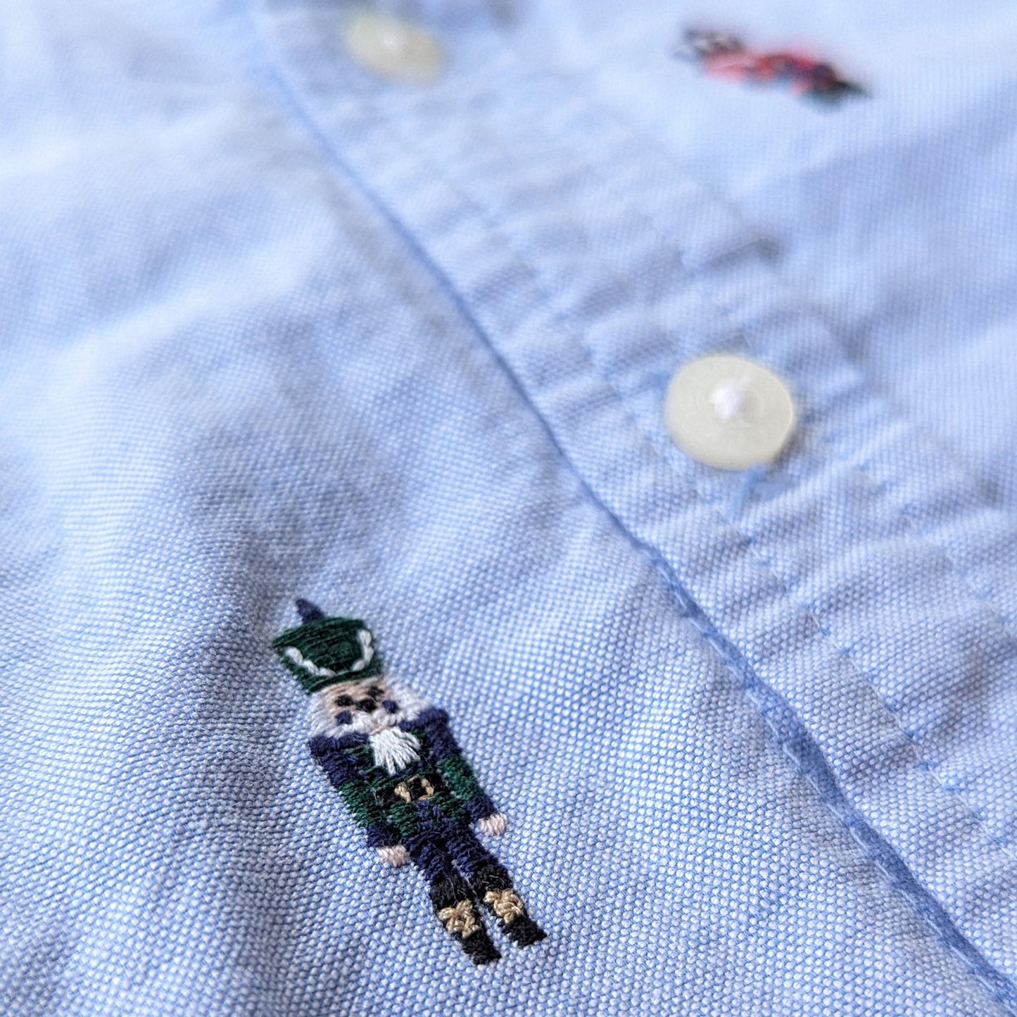 Janie and Jack Embroidered Oxford Shirt Nutcracker Blue Button-down Sz 18-24 mos