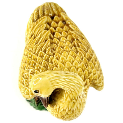 Antique Chinese Porcelain Miniature Yellow Glazed Preening Duck Figurine 1920s