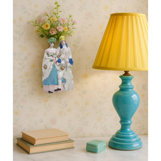 Vintage 1920s Hotta Yu Shoten & Co. Victorian Couple Wall Pocket Planter Vase | Home Decor