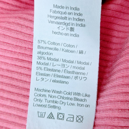 J.Crew Pointelle Pink Long Puffed Sleeve T-shirt Women Size M Cotton Modal Blend