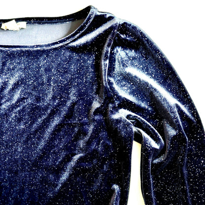 J.Crew Crewcuts Girls' Tulle Long Sleeved Sparkle Velvet Dress Navy Blue Sz XL