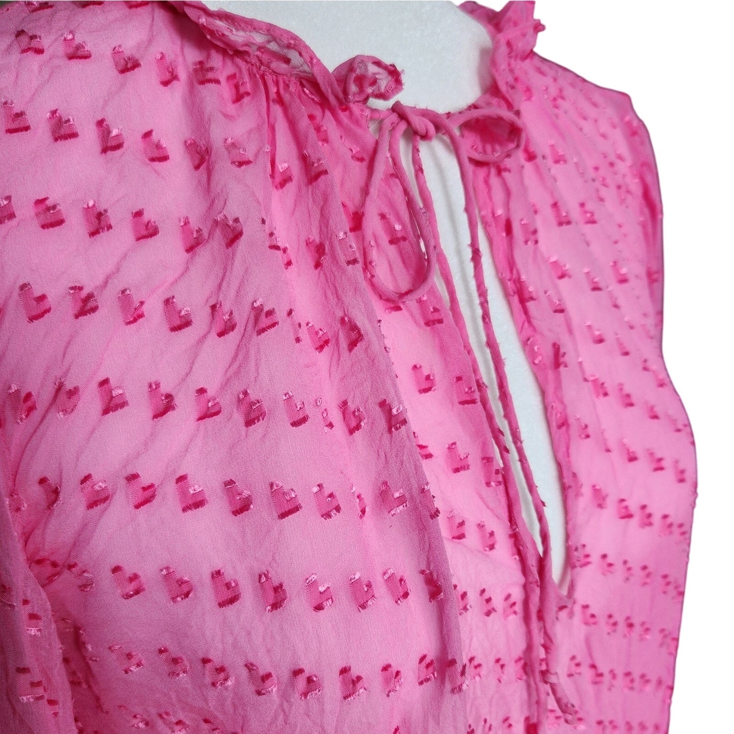 Alice + Olivia Women's Julius Tier Sleeve Silk Blend Blouse Hot Pink Size M