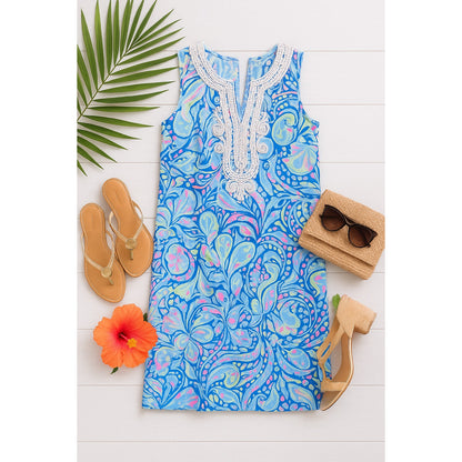 Lilly Pulitzer Carlotta Shift Dress Blue Peri Pinch Corded Lace Women's Size 10 | Resort Wear