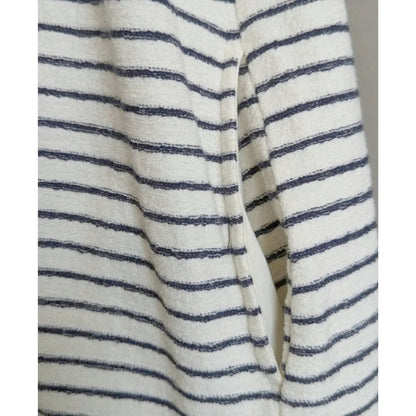 Lou & Grey Striped French Terry Dress | Navy Ivory Short Sleeve V-Neck Shift with Pockets | Women's Size M NWT