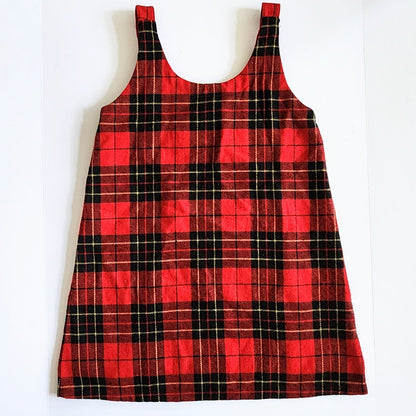 Talbots Kids Vintage 1990s Red Plaid Wool Blend Jumper Dress Size 12