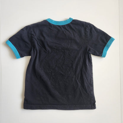 The Children's Place Vintage Y2K Retro Peace Sign Tee Black & Turquoise Size 5/6