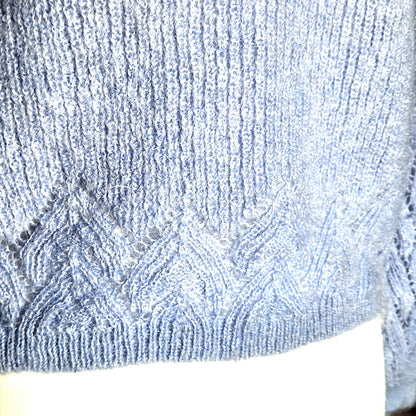Sezane Women's Diane Jumper Mohair Bishop Sleeve Sweater Light Blue Size M