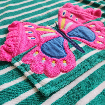 Mini Boden Girls Appliqué Towelling Throw-on in Aquamarine Butterfly Size 4-5 Y | 110 cm