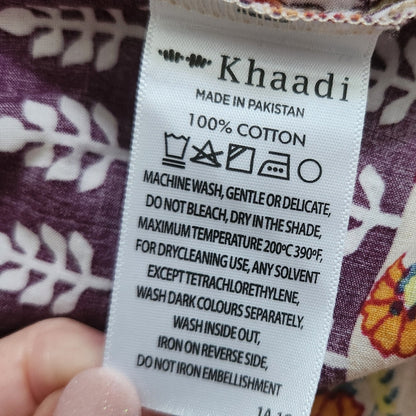 Khaadi Women's Bohemian Cotton Pom Pom Long Sleeve Flare Tunic Made in Pakistan Size 8