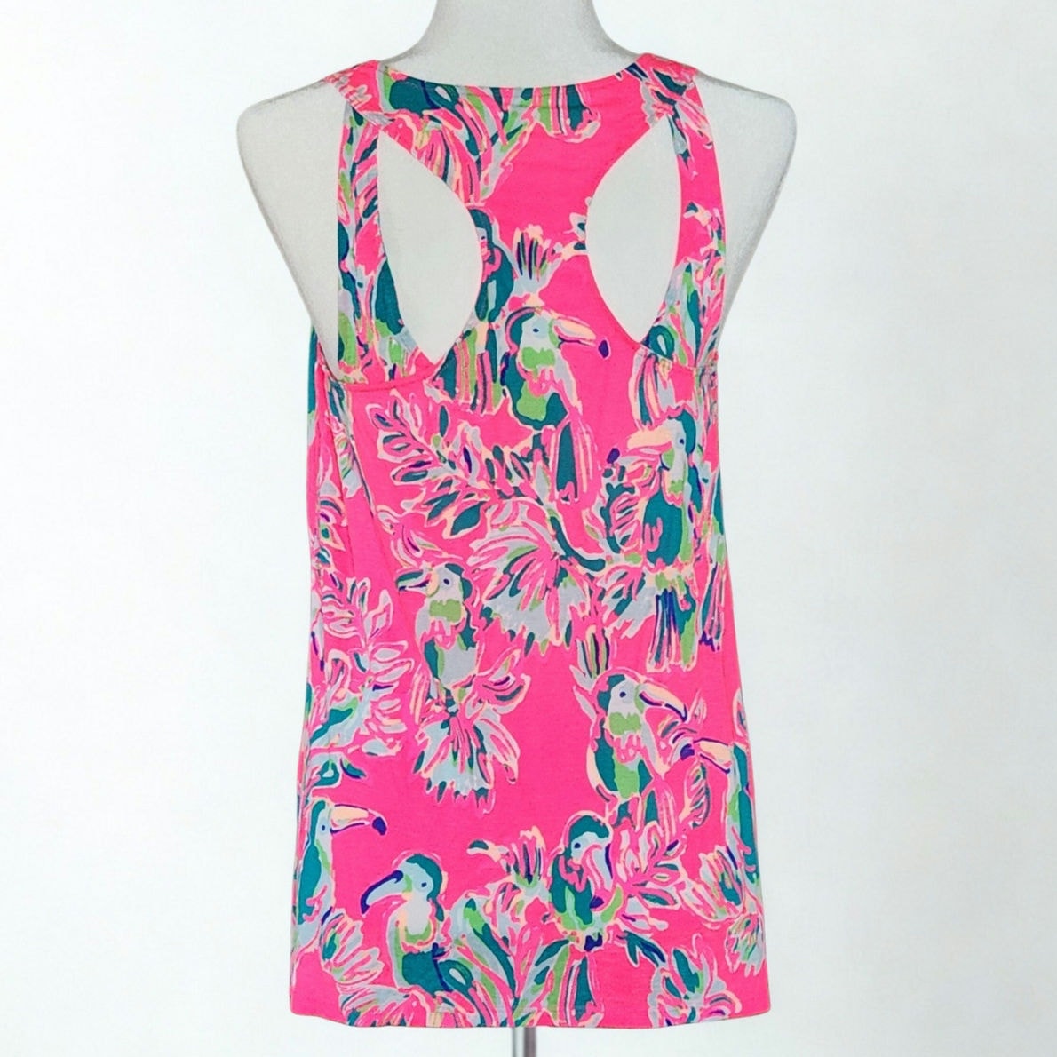 Lilly Pulitzer Women's Monterey Racerback Pink Toucan Tango Tank Top Shirt M