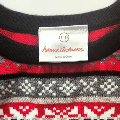 Hanna Andersson Snow & Tell Fair Isle Sweater Dress Grey Multi Size 5 | 110 cm
