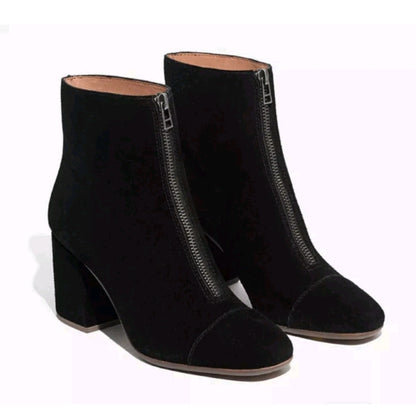 Madewell The Amalia Zip Ankle Boot in Suede True Black – Women's Size 10