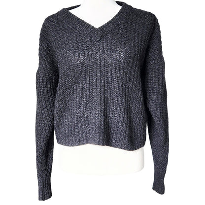 Madewell Pleat-Sleeve Pullover Sweater Ashland Slate | Italian Yarn Silk Blend Textured Knit | Women's Size XXS