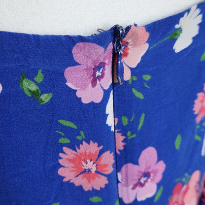 Yumi Kim Women's Blue Floral Tie Strap Peplum Aroma Top Size L