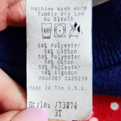 Paddington Bear Vintage 1990s Toddler Girls Blue Sweatshirt Dress Winter Sledding Applique Size 3T