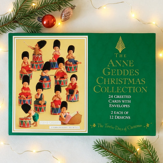 Anne Geddes Christmas Card Set – Vintage 1990s Greeting Cards Boxed Set – 24 Unused Cards w/ Envelopes – “Twelve Days of Christmas”