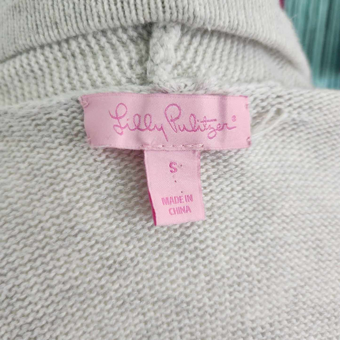 Lilly Pulitzer Martinique Long Fringe Hem Sweater Light Gray Women Size Small