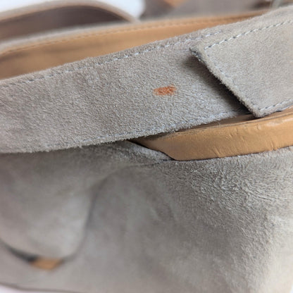 Diane von Furstenberg Women's Taupe Suede Wedge Strappy Sandals with Buckle Size 6.5